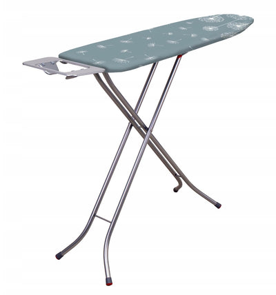 Klappbares Bügelbrett, 114x34cm Dampfbügelbrett mit Metallnetz, Bügeltisch mit 5mm Schaumstoffunterlage und Bügeleisenablage, Bügelbrett mit Antirutschfüßen + Bügeleisenreinigungsstick