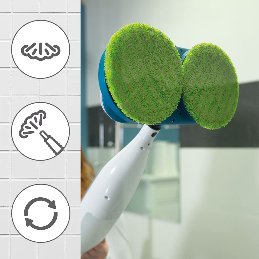Livington Steam Twister schwarz - Mega Spar Set - rotierender Dampfreiniger inkl. Reinigungsaufsätze & Ersatzpads - Dampfbesen & Handdampfreiniger - elektrischer Bodenwischer - Mop