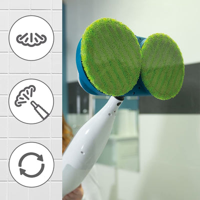 Livington Steam Twister weiß - Mega Spar Set - rotierender Dampfreiniger inkl. Reinigungsaufsätze & Ersatzpads - Dampfbesen & Handdampfreiniger - elektrischer Bodenwischer - Mop