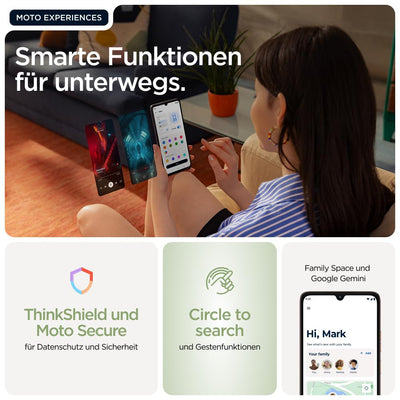 Motorola Moto g06 Smartphone (Kratzfestes 6,88"-HD+-Display Dank Corning Gorilla Glass 3, wasserabweisend, 50-MP-Kamera, 4/256 GB, 5100 mAh, TurboPower-Aufladen) Pantone Tendril, inkl. Schutzcover