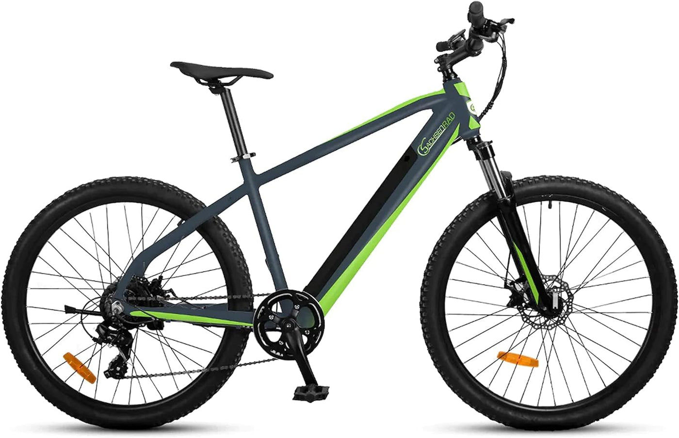 SachsenRAD E-Bike Mountain Bike R8 Ranger mit StVZO-Zertifiziert, 27,5 Zoll,Hydraulischen Scheibenbremsen,7-Gang Schaltung,LCD-Display,36V Vollintegriertem Akku,On und Off-Road Reifen-Grau
