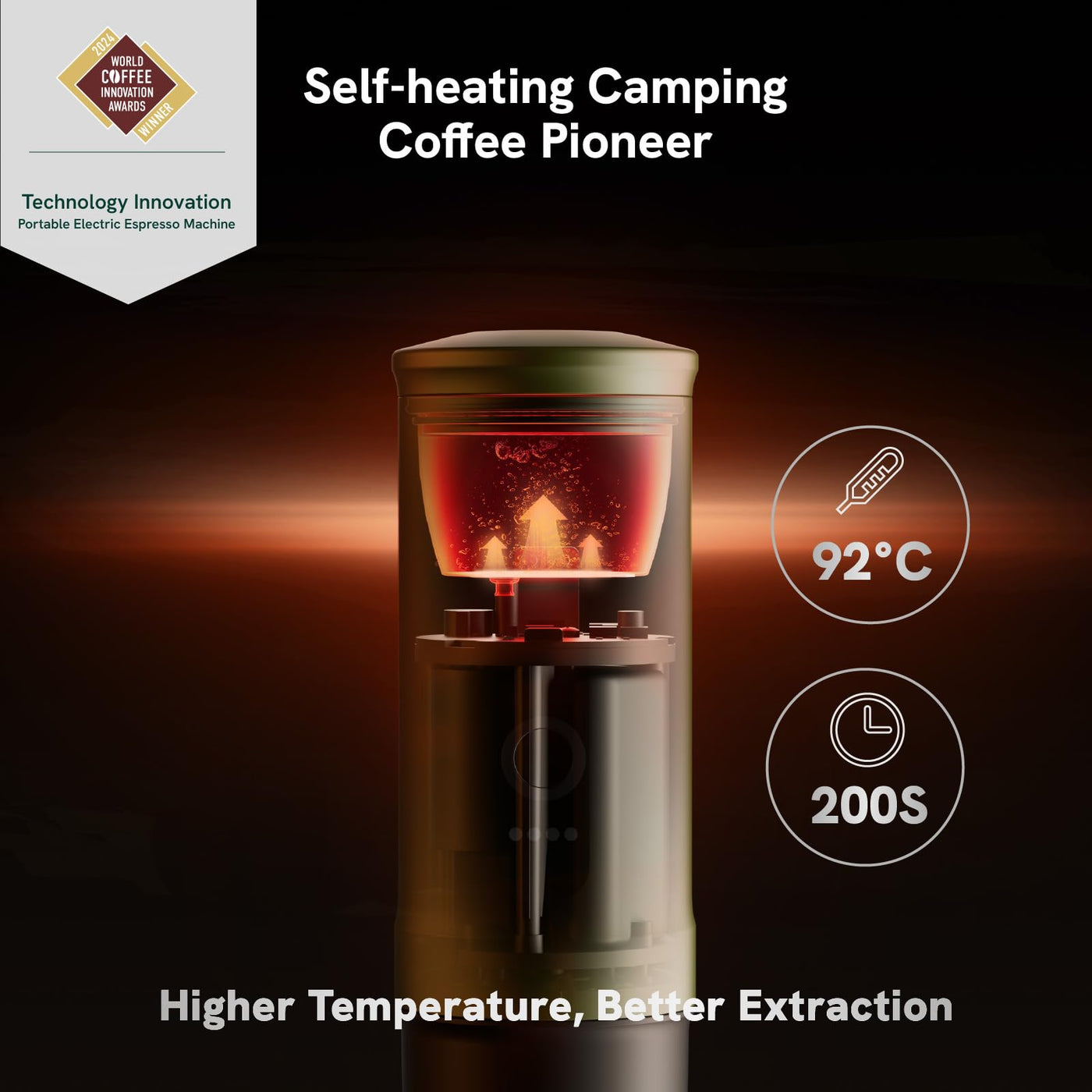 Outin Nano tragbare elektrische Espressomaschine, Camping-Kaffeemaschine, Selbsterhitzung mit USB-C, kompatibel mit gemahlenem Kaffee & NS-Kapsel