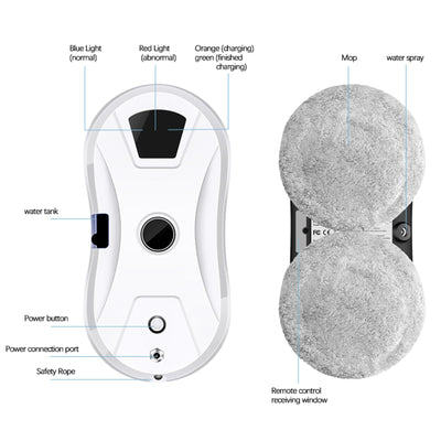 AHWOiHS Fensterputzroboter Automatischer Fensterreinigungsroboter Fensterroboter Mit Wasserstrahl, Fensterreiniger Roboter Elektrisch Fenstersauger 5600pa Starke Saugkraft für Große Außenfenster