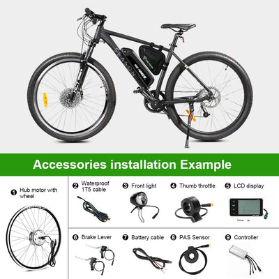 YOSE POWER E-Bike Conversion Kit Front Wheel 36V250W24'' Elektrofahrräder Umbausatz Vorderrad 24 Zoll mit LCD Display