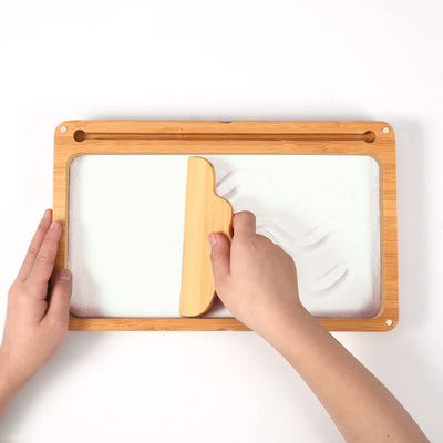 Montessori sandtablet Frühes Training Buchstaben und Zeichens pielzeug Holz Montessori Sandtisch Lerns pielzeug für Frühe motorische Entwicklung bei Kindern(Weiß)