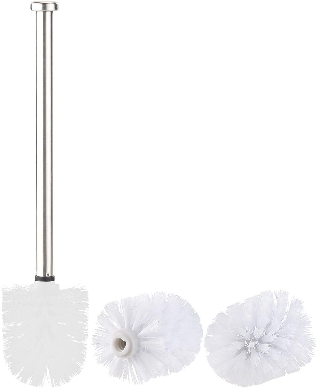 BadeStern Klobürste: WC-Bürste mit Edelstahl-Stiel und 3 Aufsätzen mit Ø 7 cm, weiß (Toilettenbürste 7 cm Durchmesser, WC Bürste 7 cm Durchmesser, Ersatzbürstenkopf)