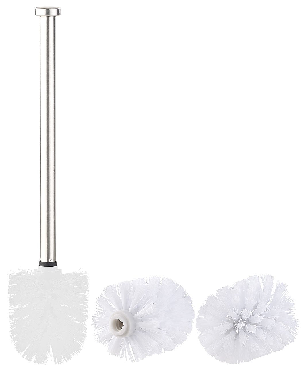 BadeStern Klobürste: WC-Bürste mit Edelstahl-Stiel und 3 Aufsätzen mit Ø 7 cm, weiß (Toilettenbürste 7 cm Durchmesser, WC Bürste 7 cm Durchmesser, Ersatzbürstenkopf)