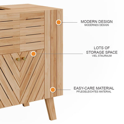 Vicco Waschbeckenunterschrank Lucie, Bambus, 60 x 65 cm mit 2 Türen