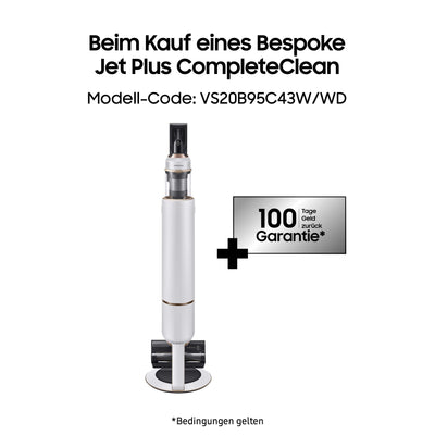 Samsung Bespoke Jet Plus CompleteClean Akku-Staubsauger, Teleskopierbar, All-in-one Clean Station, Inkl. Ersatz-Akku und Zubehör, Misty White, VS20B95C43W/WD, 210 W