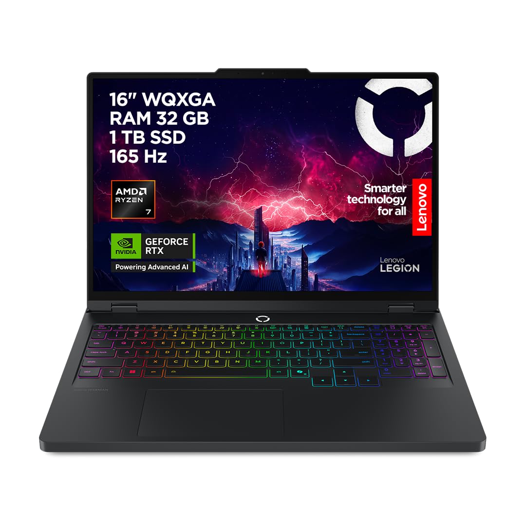 Lenovo Legion Pro 5 16ADR10 Gaming AI Laptop | 16" WQXGA 165 Hz OLED Display | NVIDIA GeForce RTX 5060 | AMD Ryzen 7 | 32GB RAM | 1TB SSD | Win11 | QWERTZ | Eclipse Black | 3 Monate GamePass
