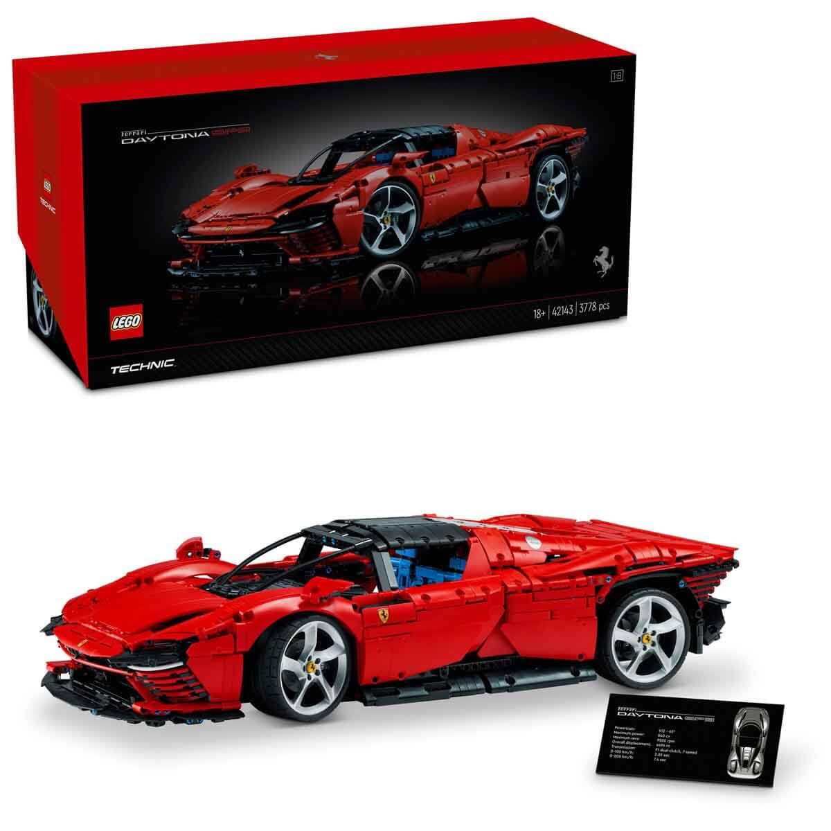 LEGO Technic Ferrari Daytona SP3 Modellauto-Bausatz im Maßstab 1:8, roter Super-Sportwagen, erweitertes Auto-Modell Sammlerstück, Ultimate Car Concept 42143