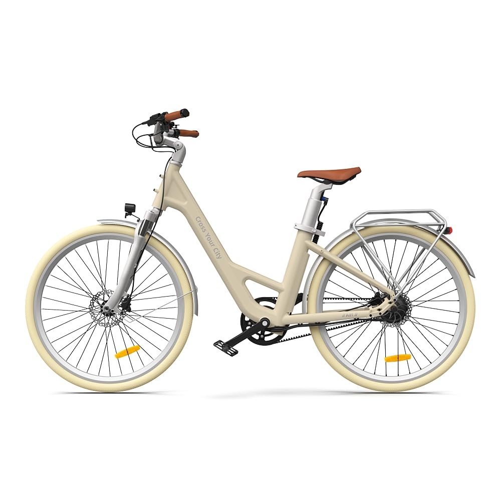 ADO E-Bike Air28 Pro Elektrofahrrad,Pedelec Riemenantrieb,Citybike,e Bike 28 Zoll, 2 Gang, Automatikschaltung, Heckmotor, Gepäckträger, ebike Damen/Herren (Yellow)