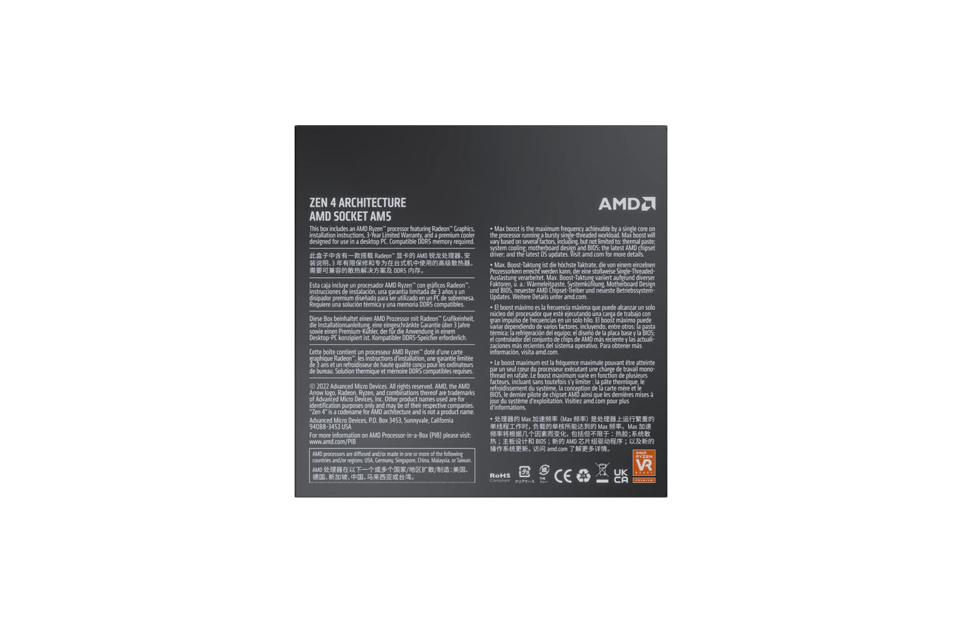 AMD Ryzen 9 7900 12-Core, 24-Thread Desktop Processor mit AMD Wraith Prism Cooler, bis zu 5.4GHz