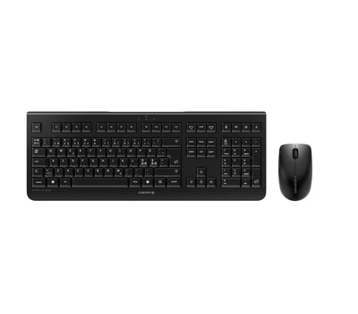 CHERRY DW 3000, Kabelloses Tastatur-Maus-Set, Pan-Nordisches Layout (QWERTY), 2,4 GHz Funk, Flaches Design, Geräuscharme Tasten, Symmetrische Maus, Schwarz