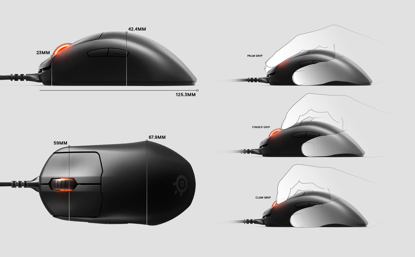 SteelSeries Prime+ - Esports Leistung Gaming-Maus - TrueMove Pro+ Optical Sensor mit 18.000 CPI - Magnetisch-optische Schalter
