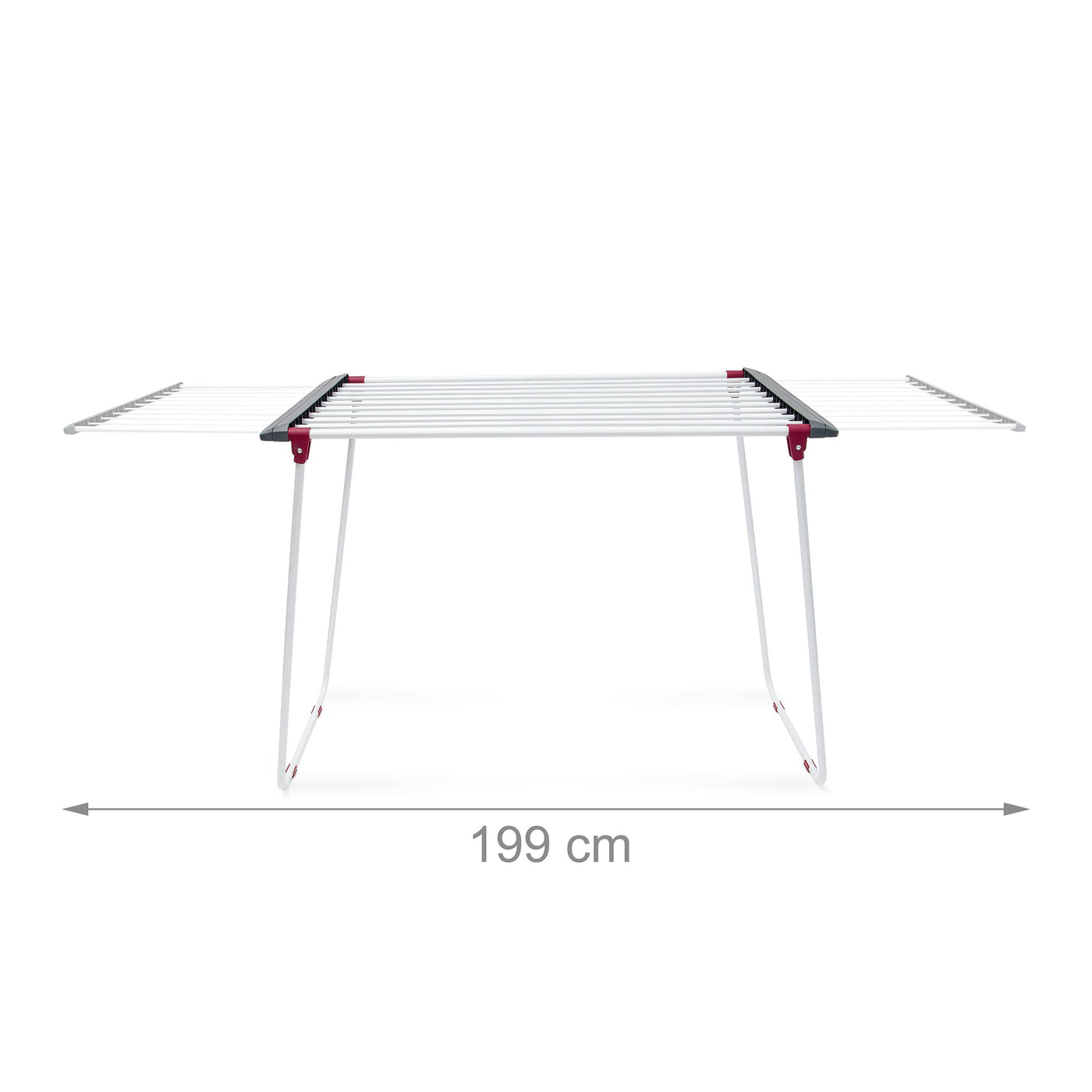 Relaxdays Trockenständer, ausziehbar, Eisen, Trockenlänge 18 m, Wäscheständer, HxBxT: ca. 91 x 199 x 63 cm, weiß