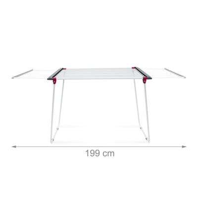 Relaxdays Trockenständer, ausziehbar, Eisen, Trockenlänge 18 m, Wäscheständer, HxBxT: ca. 91 x 199 x 63 cm, weiß