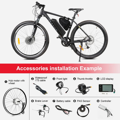 SEASON 20/24 / 26/28 / 700C Zoll Ebike Umbausatz 36V 250W Brushless Getriebe Vorderrad Nabenmotor, Elektrofahrrad Conversion Kit | LCD Display, Sensor (24'' 250W / 25km/h)