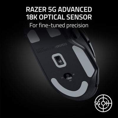 Razer Basilisk V3 X HyperSpeed - Anpassbare kabellose Gaming-Maus (Ergonomische Form mit 9 anpassbaren Bedienelementen, HyperSpeed Wireless, Bluetooth, 5G Advanced 18K Optical Sensor) Schwarz