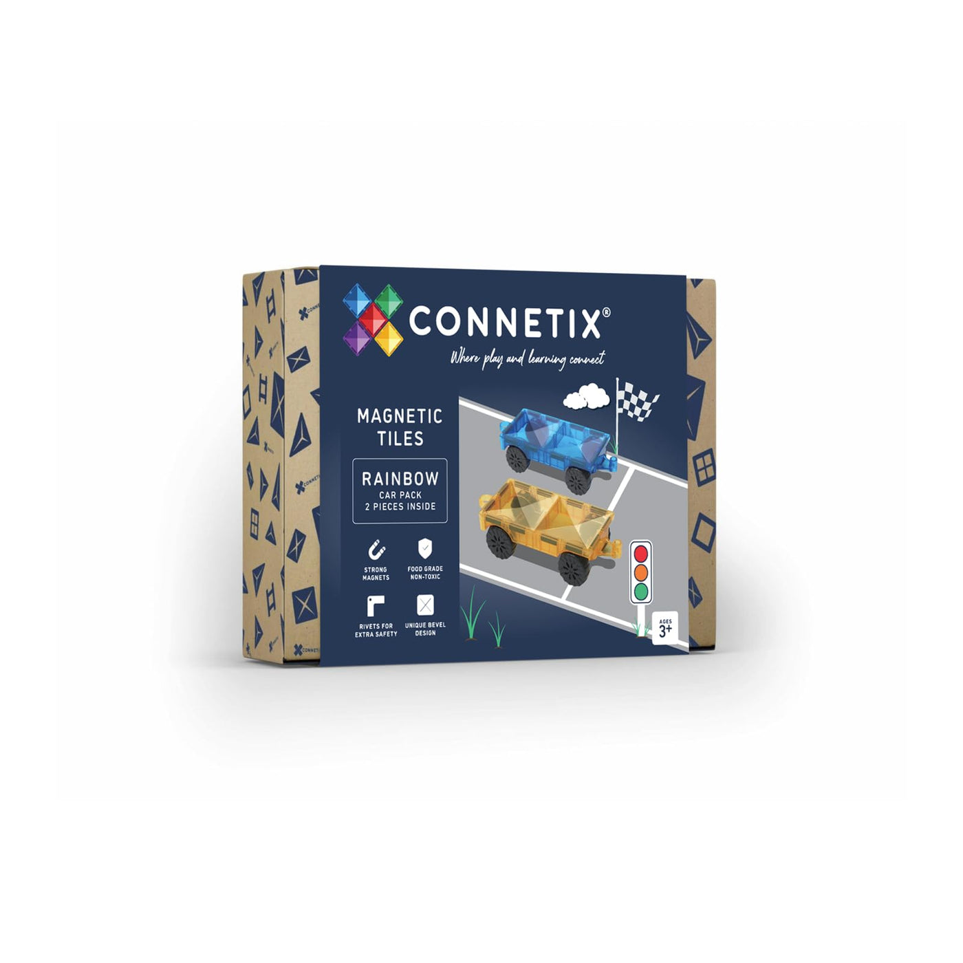 CONNETIX Magnetische Fliesen Regenbogen Auto Pack, 2 Stück