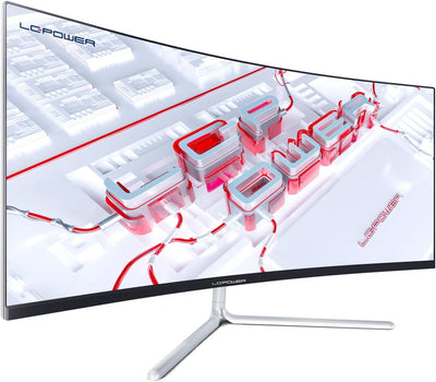 LC-Power LC-M34-UWQHD-100-C-V3 Gaming Monitor 34" Curved Ultra WQHD Display 21:9, 100Hz, 1500R, Adaptive Sync, VA, 1*HDMI, DP, DVI,AUX, schwarz weiß