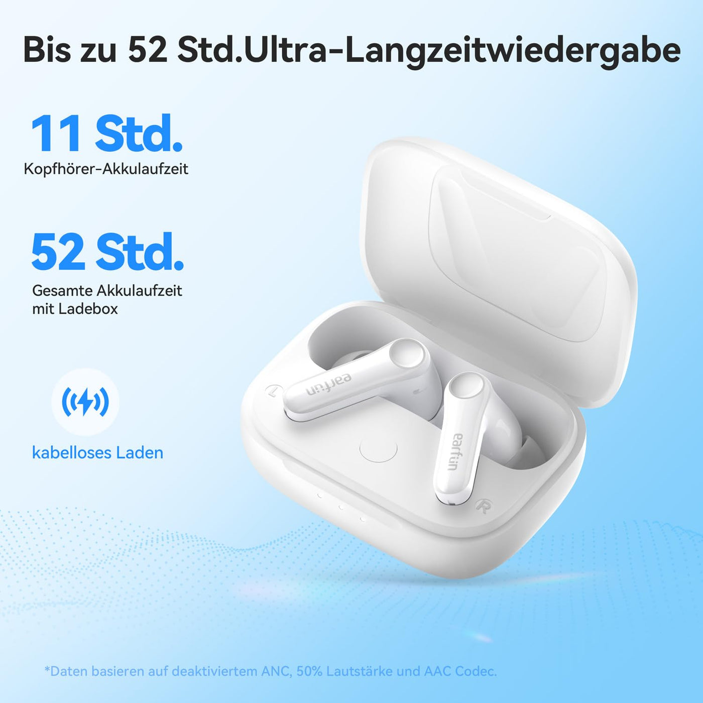 EarFun Air Pro 4 Bluetooth Kopfhörer mit Adaptive Hybride Geräuschunterdrückung, aptX Lossless, Hi-Res Audio, LDAC, 6 Mikrofone cVc 8.0 KI Anrufe, 52H Akku, Multipoint, Bluetooth 5.4, In-Ear Detection