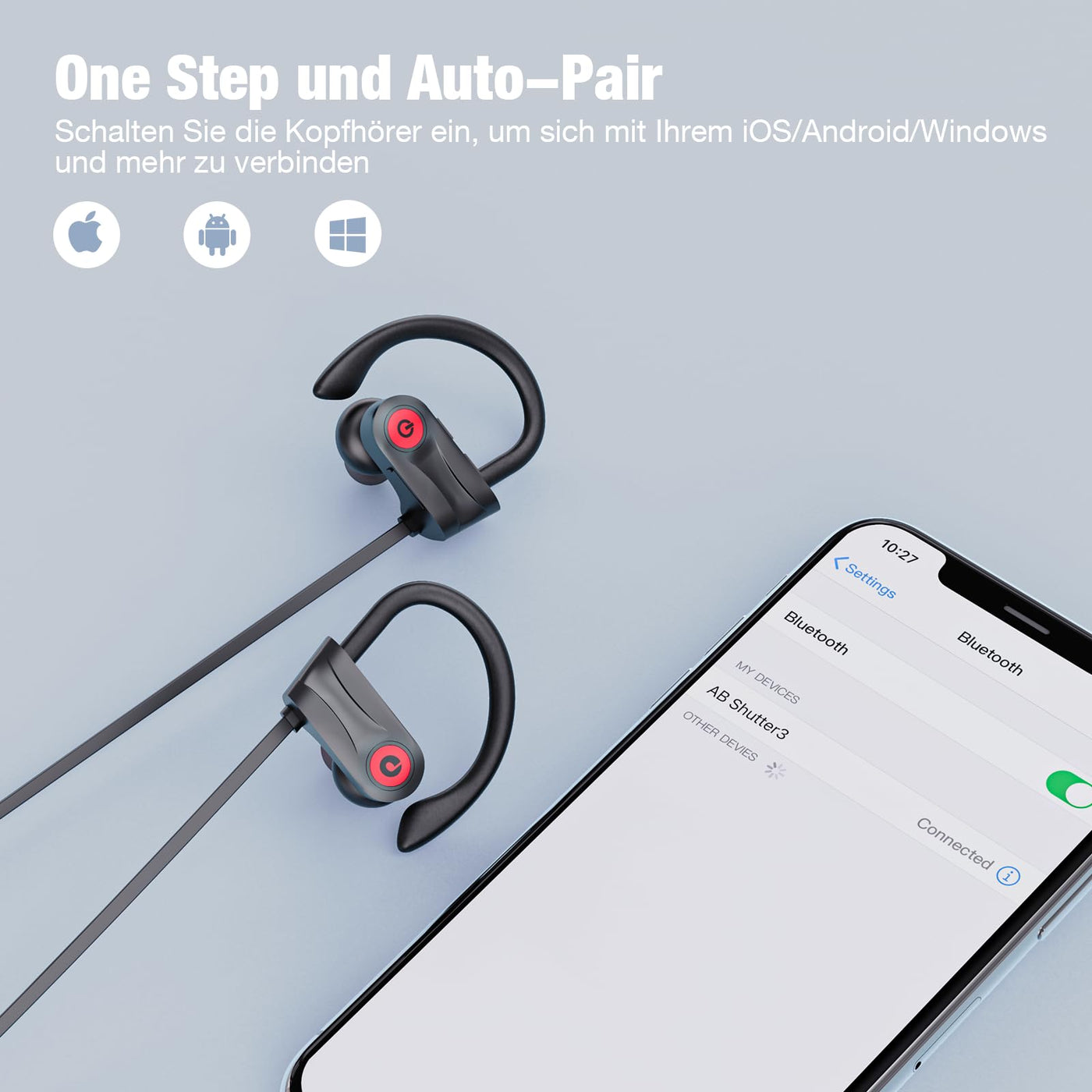 Tical Bluetooth Kopfhörer, Kopfhörer Sport Kabellos IPX7 Wasserdicht Ohrhörer Bluetooth mit Bluetooth 5.3 Chip 16H Spielzeit, In Ear Kopfhörer Bluetooth Sport für zum Joggen Trainieren Läuft