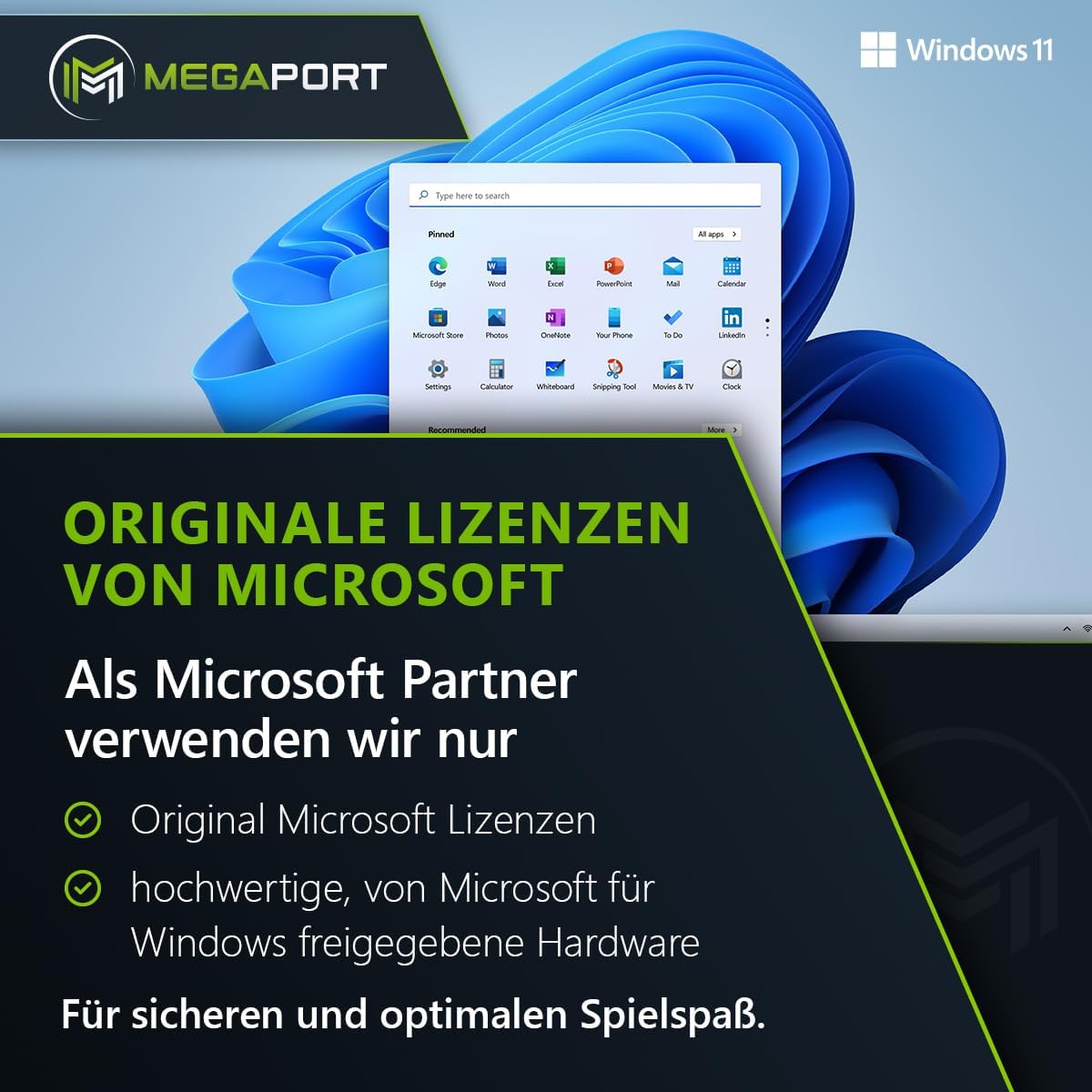 Megaport Komplett Set Gaming PC Hydra AMD Ryzen 7 5800X • 24" Monitor • Windows 11 • GeForce RTX4060 8GB • 32GB DDR4 • 1000GB M.2 SSD • WLAN • Tastatur • Maus Gaming komplettpaket