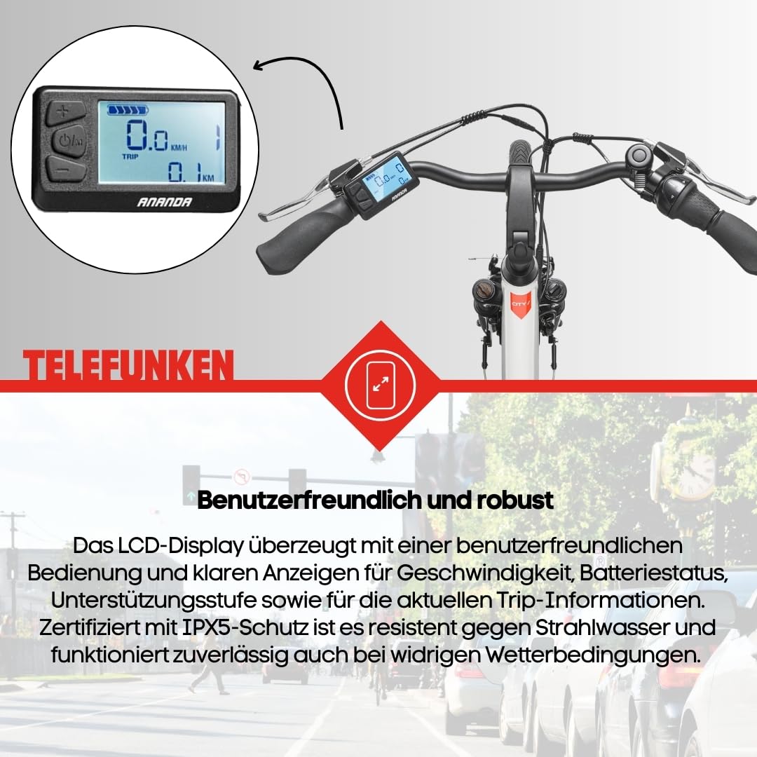 TELEFUNKEN E-Bike Damen 28 Zoll, Elektrofahrrad Frontmotor, 7-Gang Nabenschaltung, V-Bremsen, Pedelec Citybike inkl. Fahrradschloss, RC845 Multitalent
