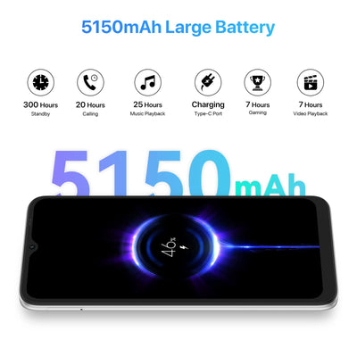 UMIDIGI C1 Max Android 12 Günstig Smartphone Ohne Vertrag, 5150 mAh Akku mit Typ-C,6.52 Zoll HD+ Display, Kamera 50 MP, 6+ 128GB(Erweitern 256 GB) Dual SIM Handy zum Senioren Kinder Geschäft