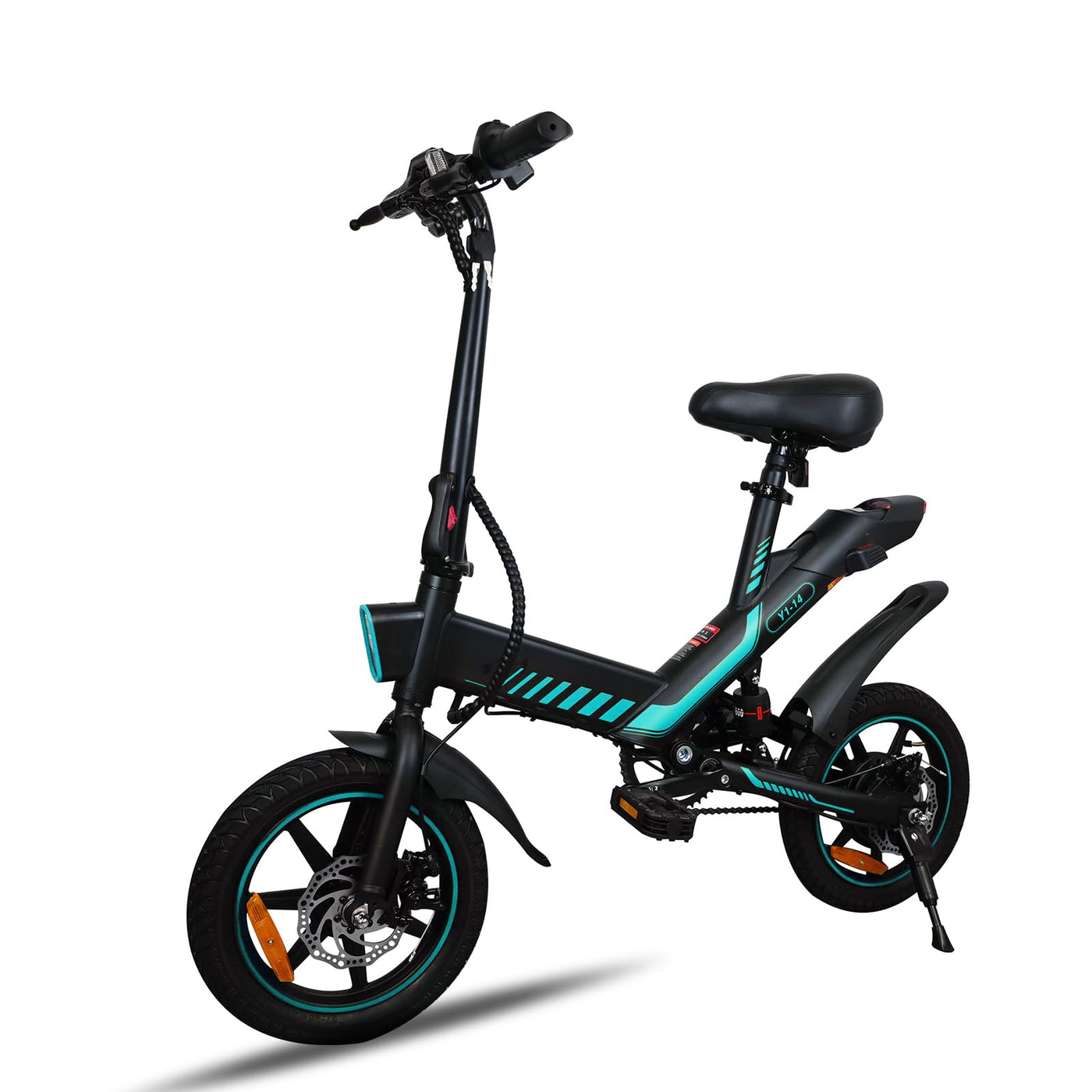 IDMD 14 Zoll E-Bike Klappbar, 36V 10,4Ah Akku und Bis 45 km Reichweite, 250W Motor, Einstellbarer Höhe Mini Elektro-Klapprad für Stadt & Pendler Damen und Herren (Blau)