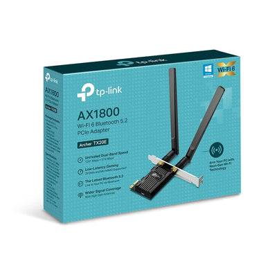 TP-Link Archer TX20E AX1800 Wi-Fi 6 Bluetooth 5.2 PCIe-Adapter, max 1201 Mbit/s 5 GHz und max 574 Mbit/s 2,4 GHz, WPA3-Verschlüsselungsstandard, MU-MIMO, Unterstützt nur Windows 11/10 (64-bit)