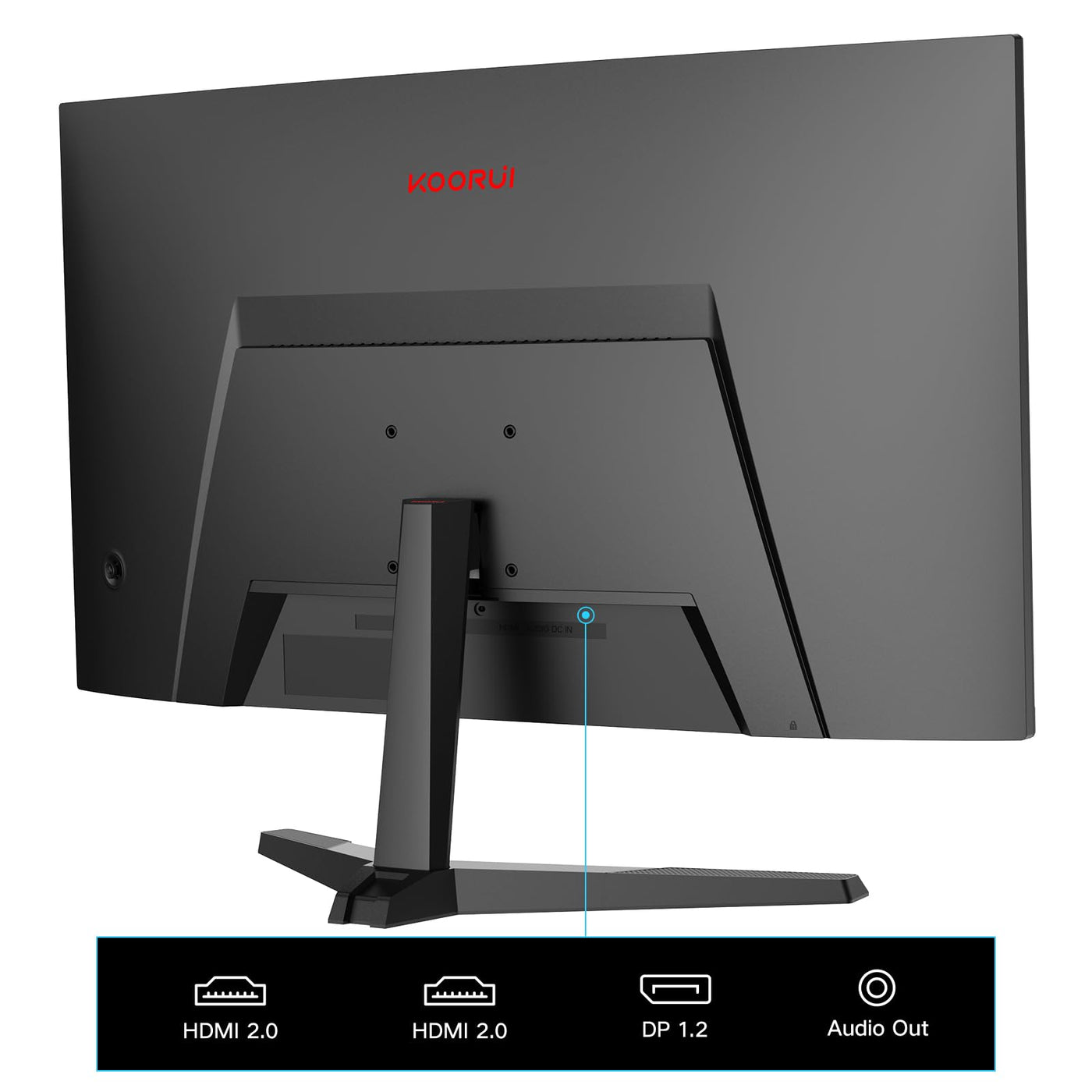 KOORUI 27 Zoll Curved Gaming Monitor, FHD 1080p, 1ms Reaktionszeit,180Hz Bildwiederholraten, HDMI 2.0/DP 1.2, 250cd/m² Helligkeit, Schwarz 27E6CA