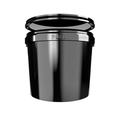 1x Eimer mit Deckel 5l Schwarz Rund | Kunststoff Eimer Lebensmittelecht, luftdicht und stabil | Leer Eimer mit Griff und Deckel für Lebensmittel Chemie Waschpulver Klebstoffe geeignet