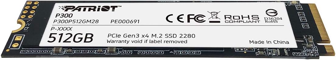 Patriot P300 512GB Interne SSD - NVMe PCIe Gen 3x4 - M.2 2280 - Solid State Drive - P300P512GM28