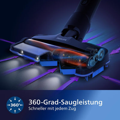PHILIPS SpeedPro Max Kabelloser Staubsauger – 2-in-1-Gerät, Staubsauger und Handstaubsauger, bis zu 65 Minuten Laufzeit, 360-Grad-Saugdüse (XC7042/01)
