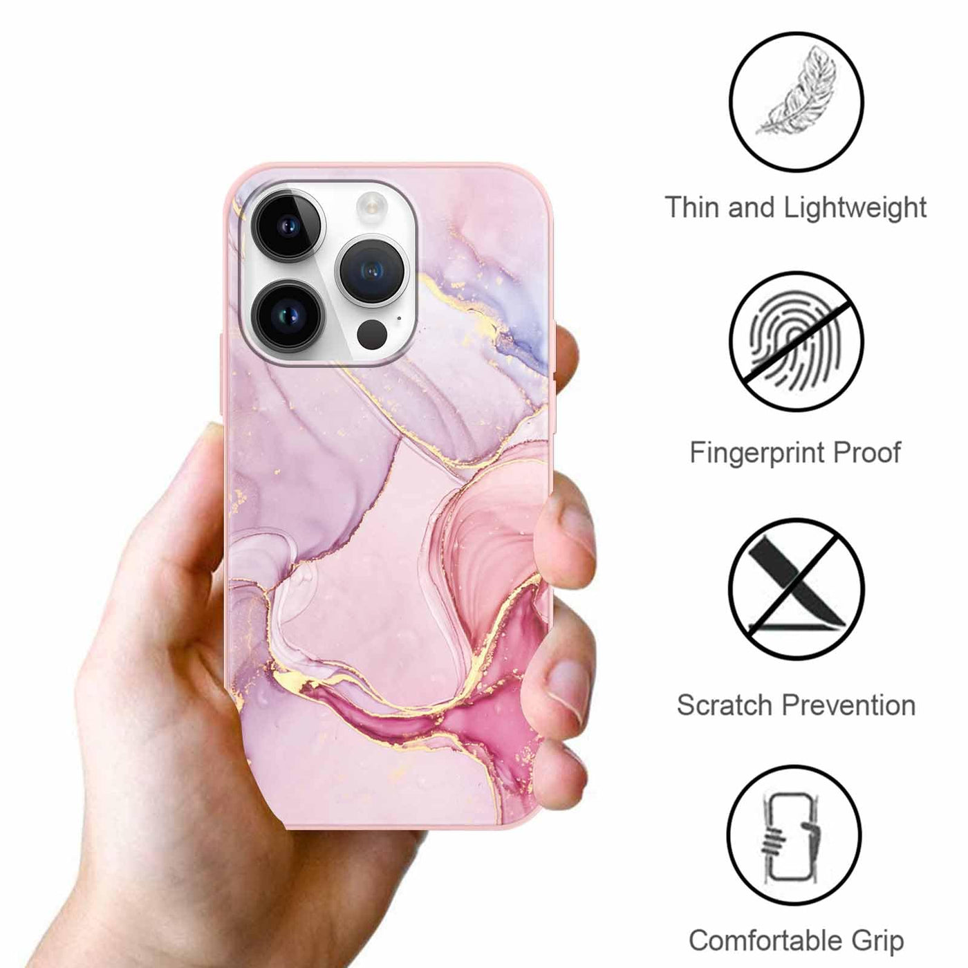 Foonary 2 Stück Handyhülle für Apple iPhone 16 Pro 6,3" Hülle Marmor Muster Design Aesthetic Muster Mädchen Case Cover Weich Silikon TPU Stoßfest Schutzhülle für iPhone 16 Pro,Marble Rosa
