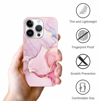 Foonary 2 Stück Handyhülle für Apple iPhone 16 Pro 6,3" Hülle Marmor Muster Design Aesthetic Muster Mädchen Case Cover Weich Silikon TPU Stoßfest Schutzhülle für iPhone 16 Pro,Marble Rosa