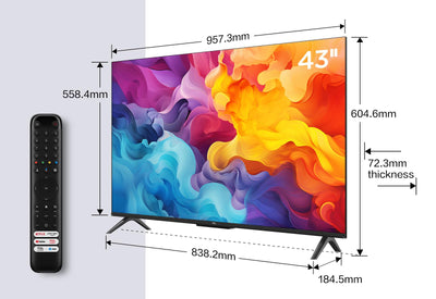 TCL 43V6B 43 Zoll, 4K Ultra HD, HDR TV, Smart TV unterstützt von Google TV (Dolby Audio, Motion Clarity, Sprachsteuerung, Kompatibel mit Google Assistant, Chromecast eingebaut
