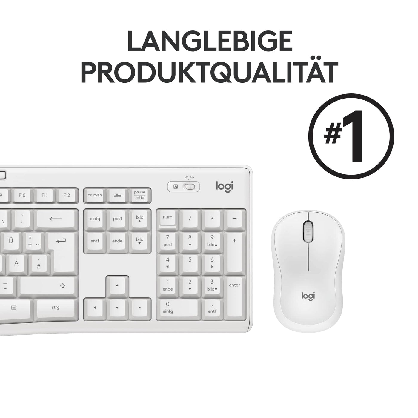 Logitech MK295 kabelloses Tastatur-Maus-Set mit SilentTouch-Technologie, Shortcut-Tasten, optischer Spurführung, Nano USB-Empfänger, verzögerungsfreier Drahtlosverbindung, QWERTZ layout- Weiß