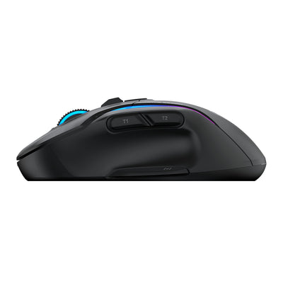 Turtle Beach Kone II Air – Kabellose, ergonomische RGB-Gaming-Maus, 350-Stunden-Akku, optischer 26K DPI Sensor, 21 programmierbare Funktionen, 4D-Free-Spin-Scroll-Rad, Schwarz