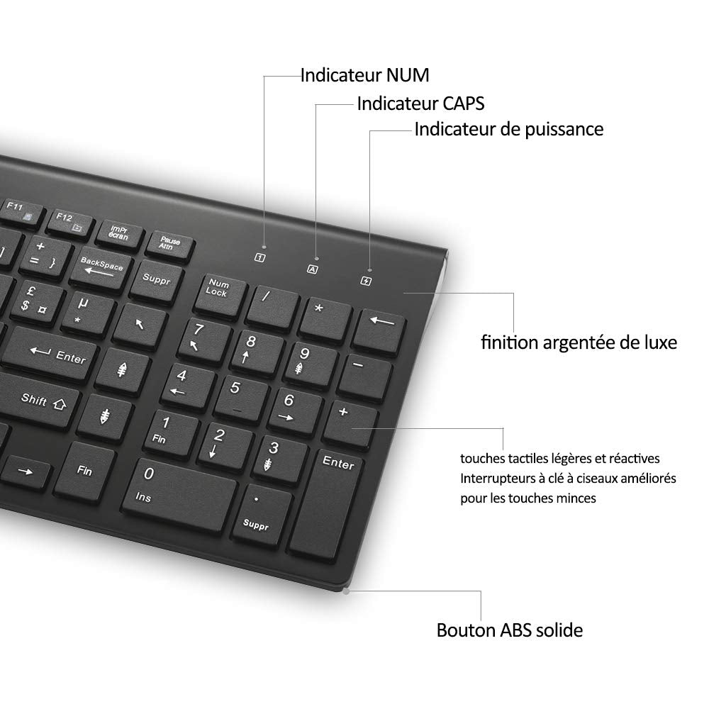 Kombination aus kabelloser Tastatur und Maus, USB C, Tastatur und Maus, volle Größe, Typ C, kompatibel mit Win 7/8/10, MacBook Pro/Air, Laptop, PC