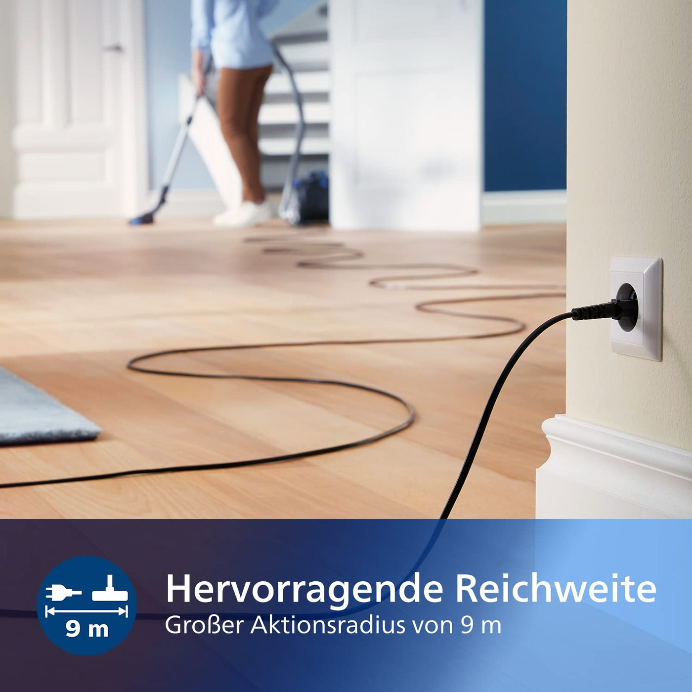 Philips Series 2000 Staubsauger mit Beutel – 900-W-Staubsauger mit Allergiefilter, 9 m Aktionsradius (FC8243/09)