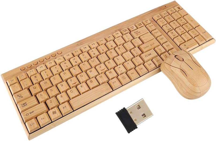 Komfortable kabellose Maus, Bambus-Bambus-Tastatur, ultradünnes Holz für Windows/Ios/Android