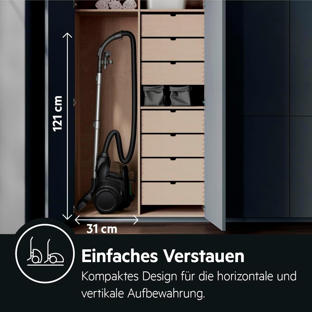 AEG CLEAN 6000 ÖKO AL61C2ÖKO Staubsauger beutellos / ETM Testsieger (SEHR GUT) / 60 % Recyclingmaterial / 550 W / Zusatzdüsen / Softräder / 74 dB(A) / 12m Aktionsradius / 1,6L Staubbehälter / Schwarz