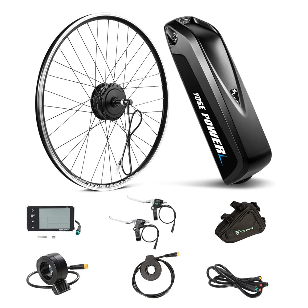 YOSE POWER Ebike Umbausatz 36V250W 28" Heckmoter Elektrofahrrad Conversion Kit für Schraubritzel Freewheel mit Integrierte Controller 36V13Ah Batterie