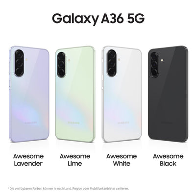 Samsung Galaxy A36 5G AI Smartphone ohne Vertrag, Simlockfreies AI Handy mit Android, 8 GB RAM, 256 GB Speicher, 50-MP-Kamera, Awesome Black, 2,5 Jahre Herstellergarantie [Exklusiv auf Amazon]