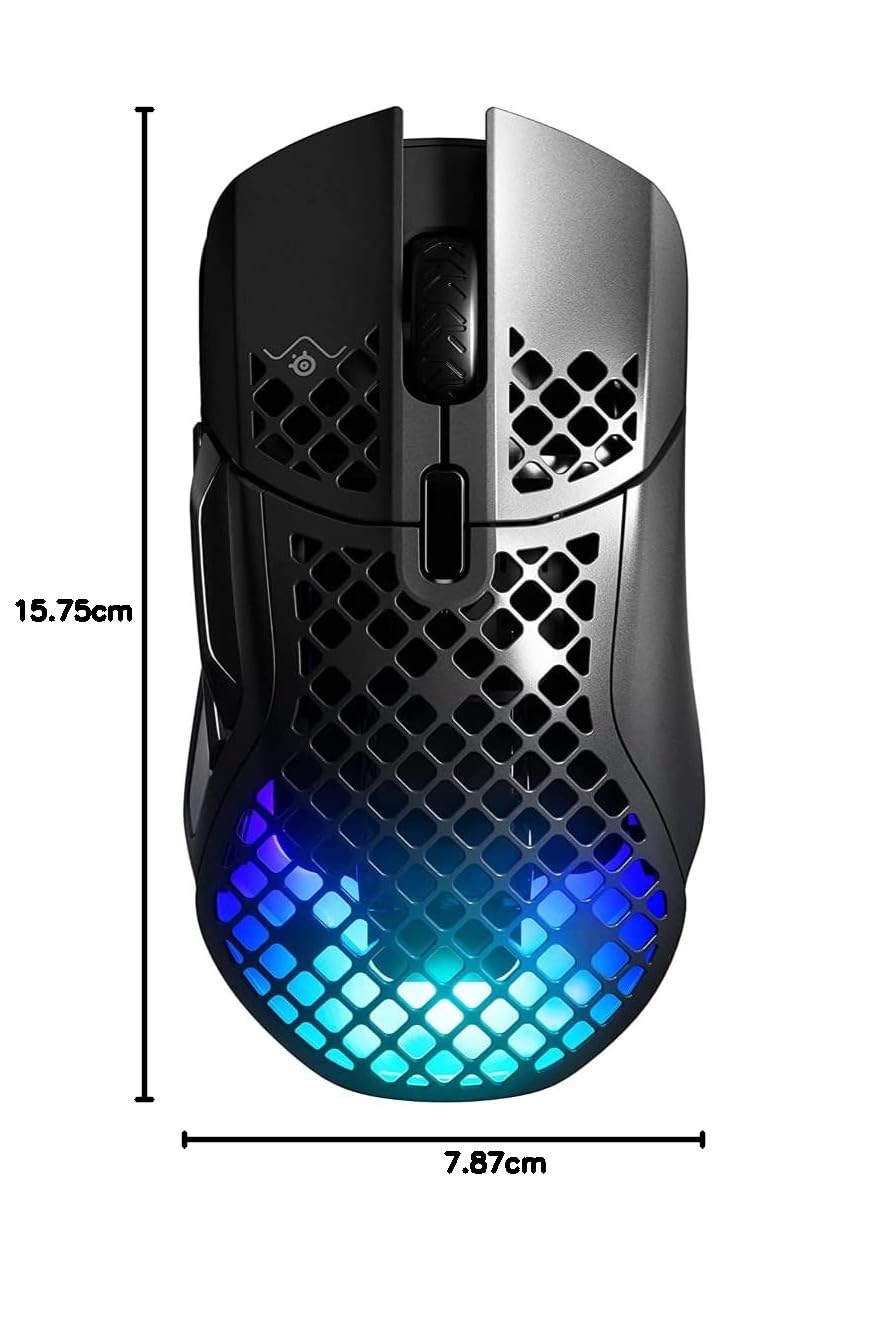 SteelSeries Aerox 5 Wireless – RGB Gaming-Mouse mit Öffnungen in der Oberfläche – Federleichtes, wasserabweisendes Design – 9 Tasten – Bluetooth/2,4 GHz – Optischer TrueMove Air-Sensor mit 18.000 DPI