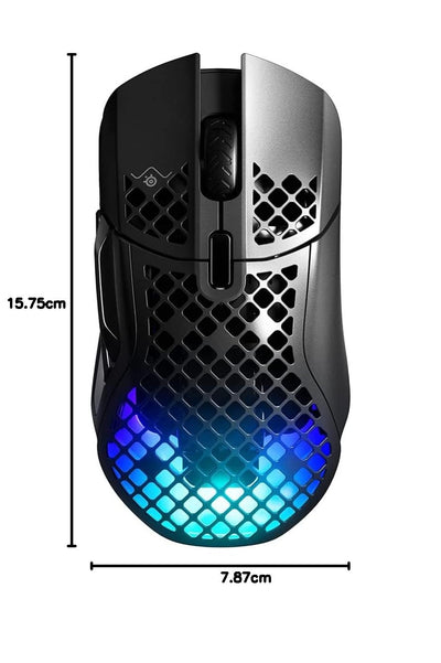 SteelSeries Aerox 5 Wireless – RGB Gaming-Mouse mit Öffnungen in der Oberfläche – Federleichtes, wasserabweisendes Design – 9 Tasten – Bluetooth/2,4 GHz – Optischer TrueMove Air-Sensor mit 18.000 DPI