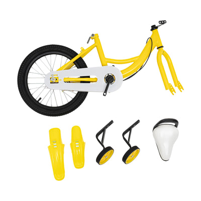 Qussse 16 Kinderfahrrad für Jungen Mädchen Kinder, Fahrrad ab 4-8 Jahre mit Hilfsrad Rad Bike Kinder Fahrräder Höhenverstellbar Kinderfahrräder (Gelb)